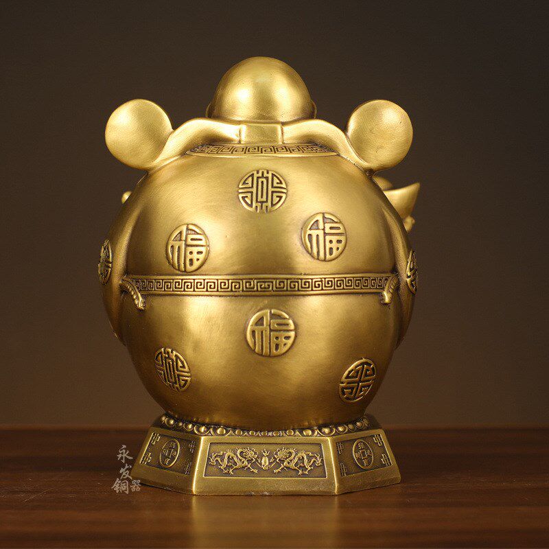 和气生财财神爷铜像摆件招财进宝元宝文财神站像中式佛像家居供奉