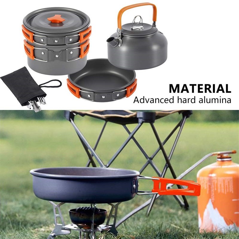 Outdoor Camping Cookware Kit Aluminum Cooking Pots Set Water
