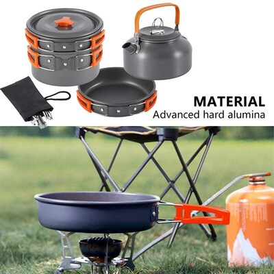 Outdoor Camping Cookware Kit Aluminum Cooking Pots Set Water
