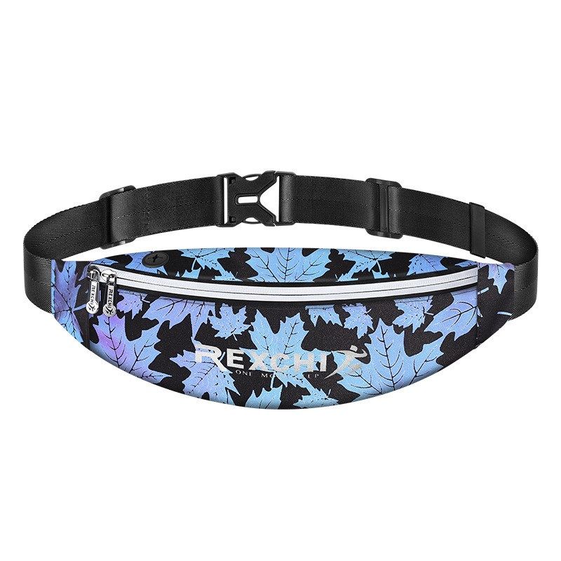 雷奇运动腰包男款潮流运动多功能PU多夹层手机防泼水斜跨腰跑步包