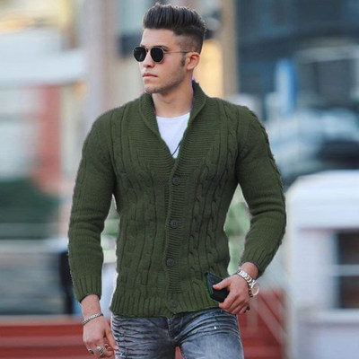 推荐Men Fashion Buttoned V-Neck Sweaters Cardigan For Mens F