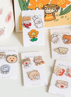 Inschao Japanese girls cartoon creative Brooch cute clothes