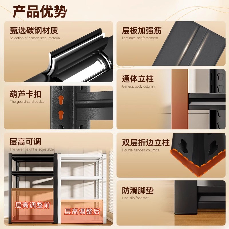家用货架置物架多层落地收纳架杂物架仓库阳台角钢整理架储物架子