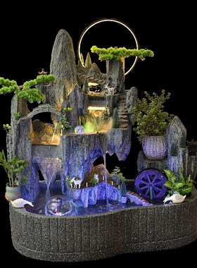 假山流水喷泉循环水景观客厅办公室玄关阳台风水轮招财庭院水摆件