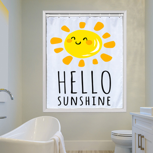 窗帘免打孔安装伸缩杆遮光v防水小窗户卫生间厕所厨房浴室遮挡轻