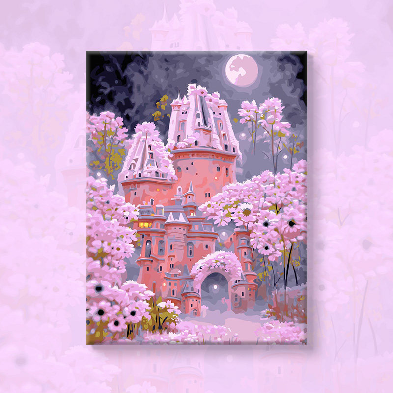 现货【梦幻王国】数字油r画diy填充水油彩手工绘画画上涂填色立体