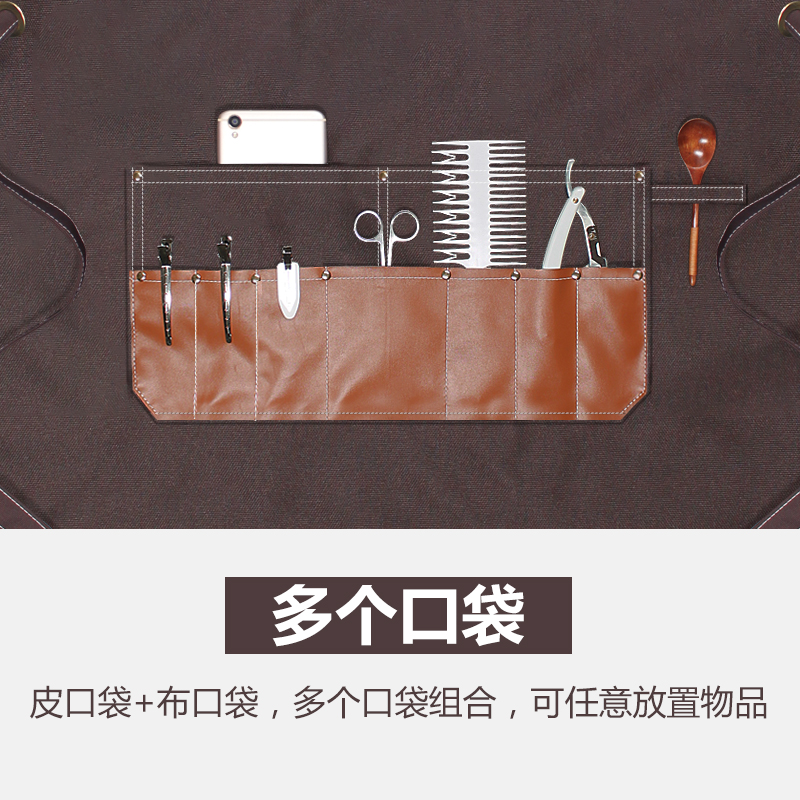 外贸帆布围裙定制logo美术生奶茶店餐厅咖啡店工作服围裙批发定做