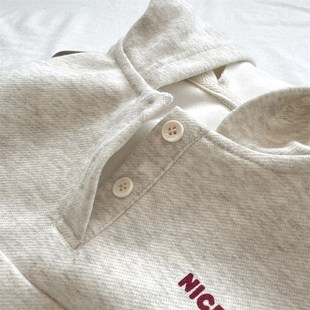 男童韩版 新款 休闲上衣 儿童纯棉开扣连帽卫衣2024秋装 软软糯糯