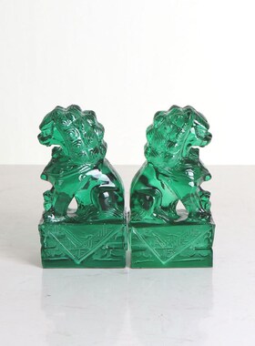 新中式样板房间客厅书房书档摆件对狮书靠书立书桌软装饰品陈设