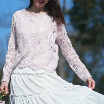 编织人生团织174花晨 镂空毛衣材料包 手工编织DIY棒针毛线春款新