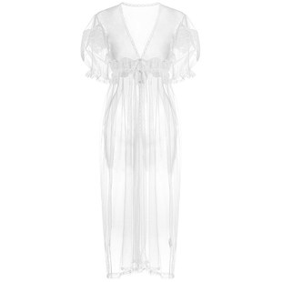 网纱宫廷风长款睡衣女夏可爱甜美蕾丝睡裙仙女睡袍新娘晨袍家居服