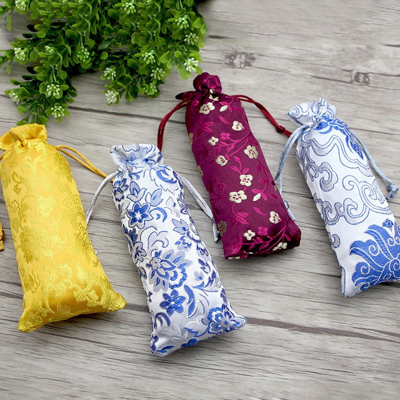 长款首饰袋复古民族风抽绳香囊袋发饰发簪梳子收纳袋织锦缎包装袋