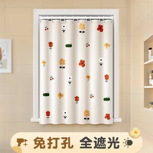 飘窗卧室厨房遮挡布卫生间出租房 免打孔伸缩杆遮光小窗帘2024新款