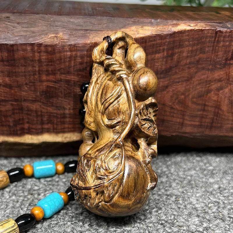 印尼沉香木手工木雕手捻小葫芦手把件木质文玩工艺品摆饰小挂件