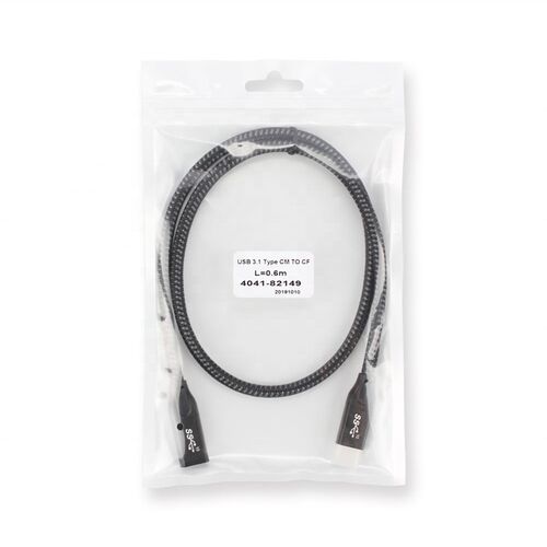 30cm/60cm Type C Extension Cable USB 3.1 Gen2 Braided Male