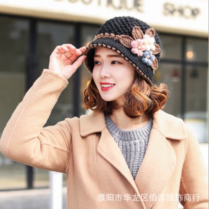 适合短发的帽子女冬天时尚中年妈妈针织帽加绒休闲内衬百搭渔夫帽