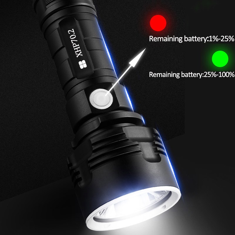 Powerful LED Flashlight xhp70.2 250000cd torch SB Rechargeab