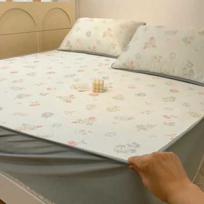 夏季床笠款冰丝凉席三件套卡通冰丝席空调软席子可机洗床垫保护套