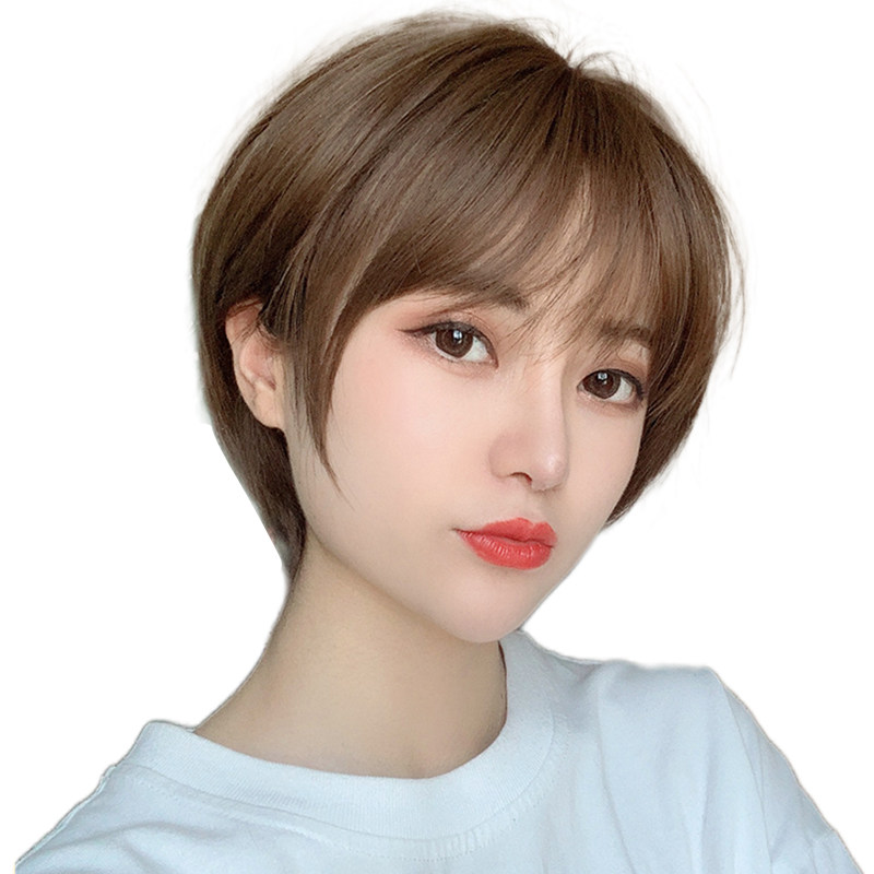 减龄短发假发真发全真人发女波波头光g头化疗全头套真发长发假发