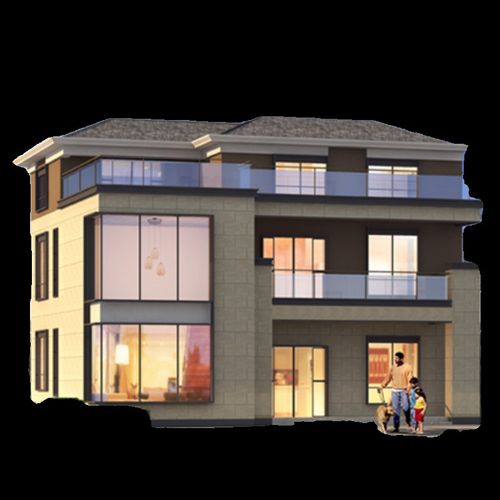 复式带电梯三层别墅图纸农村自建房二层半房屋设计施工方案效果图