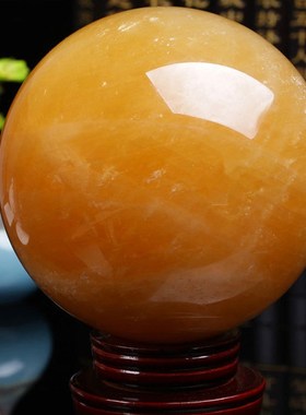 黄色水晶球摆件白色红紫蓝粉色透明玻璃球招财开业客厅家居装饰品