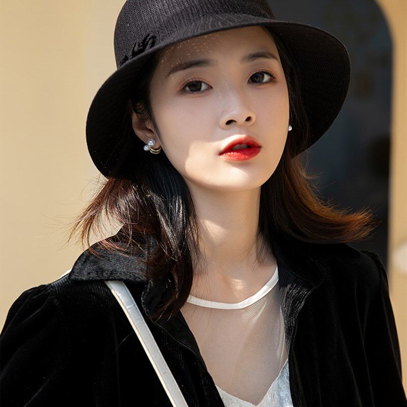 渔夫帽夏季遮阳防晒百搭时尚洋气帽子春秋款女显脸小薄款优雅盆帽