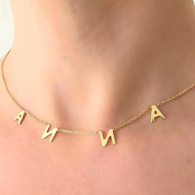 新品Customized Stainless Steel Name Necklace Personalized Le