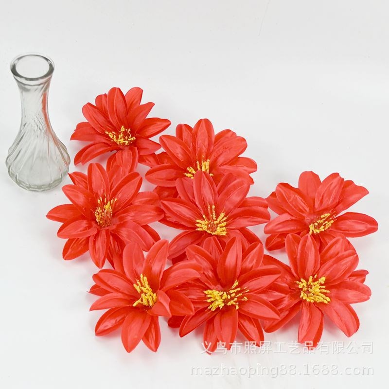 现货义乌仿真花厂家仿真花朵2层芍药绢花头闪光布假花西荷莲