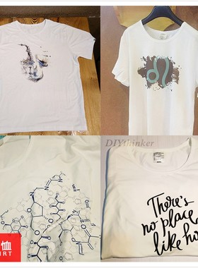 机械黑色摩托车纹样剪影男女白色短袖T恤创意纪念衫个性T恤衫礼物