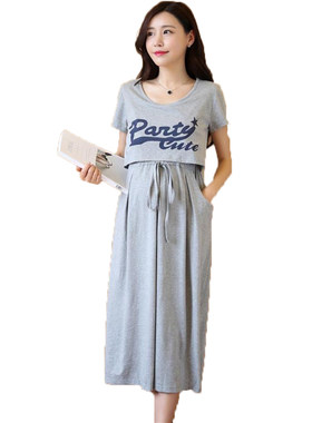 夏装月子穿哺乳衣长款喂奶连衣裙C辣妈大码外出浦乳期上衣纯棉夏