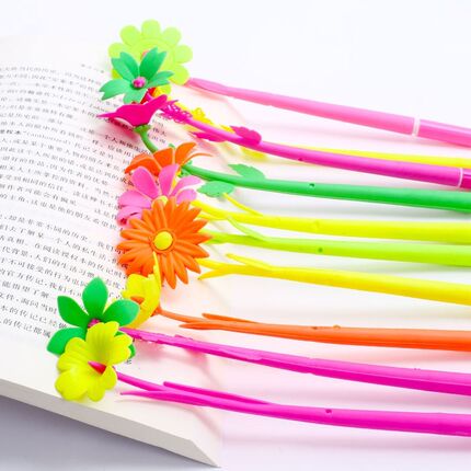 极速20Pcs/pack Creative Funny Flower Fun Gel Pens Blue Ink S