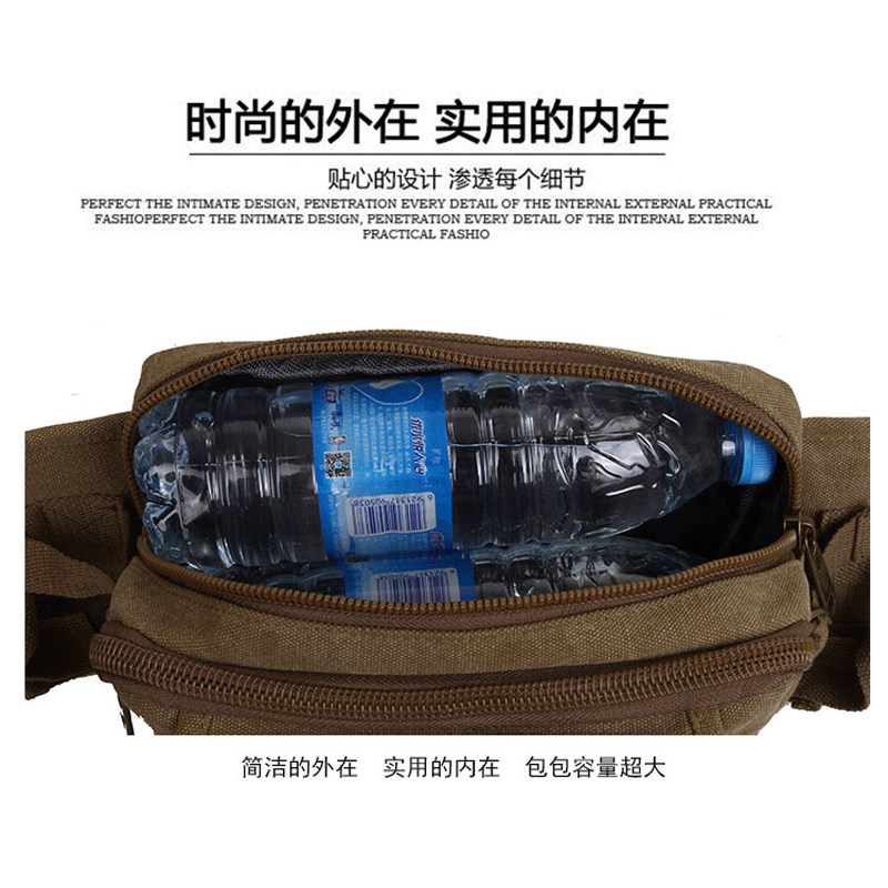 帆布腰包男士大容量多功能工作夏季耐磨小型收钱多层休闲男土包包