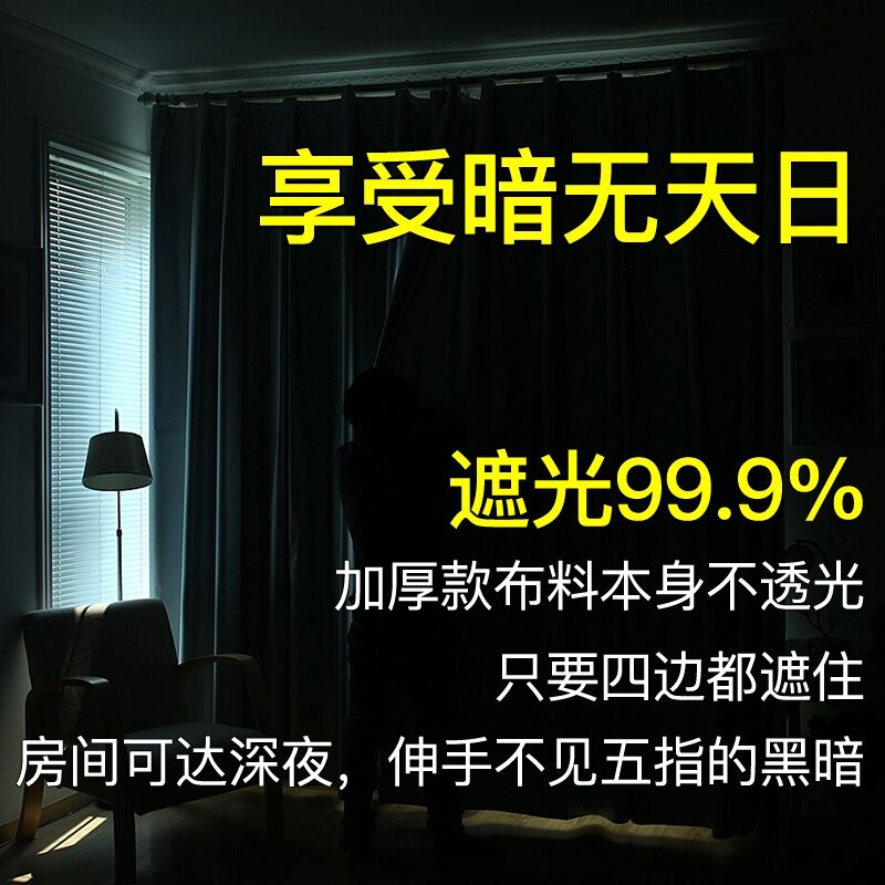 窗帘遮光布天窗全遮光2020年安装G薄款窗户房子落地遮阳布纯色