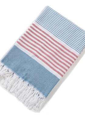 Cotton Large Turkish Pestemal Bath Towel with Tassels Trave