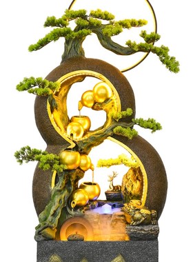 五福临门葫芦流水生财喷泉摆件循环水客厅假山风水轮落地景观装饰
