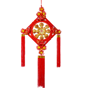 中国结葫芦挂件家居饰品福字客厅玄关壁挂大小号五福葫芦装饰品