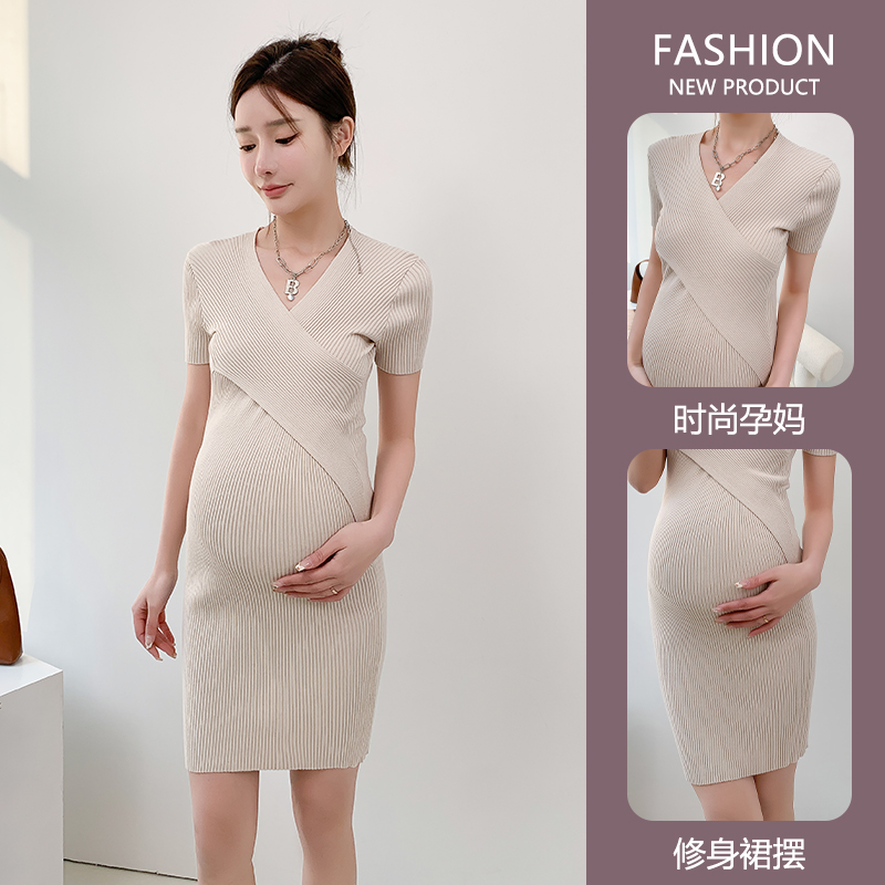 孕妇装夏装时尚简约修身短袖哺乳连衣裙2I023新款孕妇裙夏季裙子