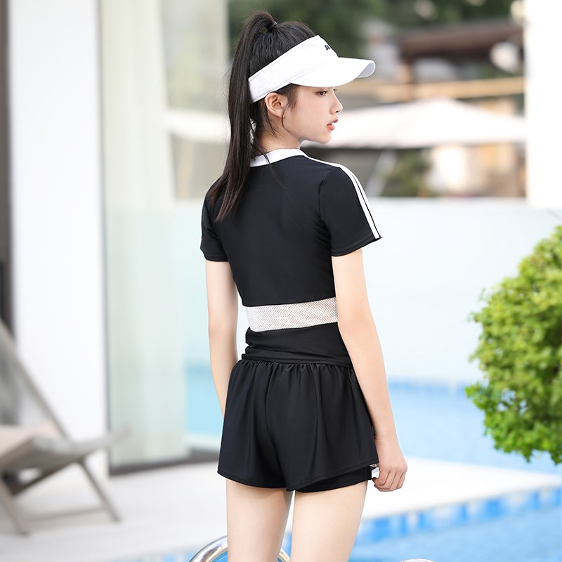 女大童泳衣分体保守游泳馆竞速女孩初高中生泳装青少年1Z2岁带胸