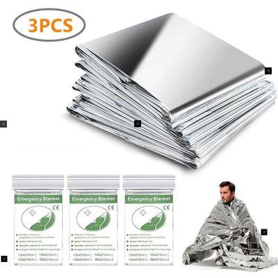 推荐3 Pack Emergency Blanket Thermal Mylar Space Blanket Sil