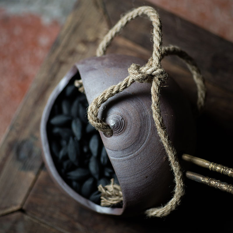 功夫道红泥手提炭篮子茶炉功夫茶具茶道配件起火木炭炭盆炭篮炭钵