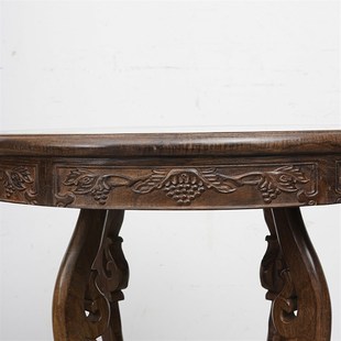 家具圆形椅复古仿古古典中式 黑桌枝组合木桌子O老式 圆桌餐桌茶桌