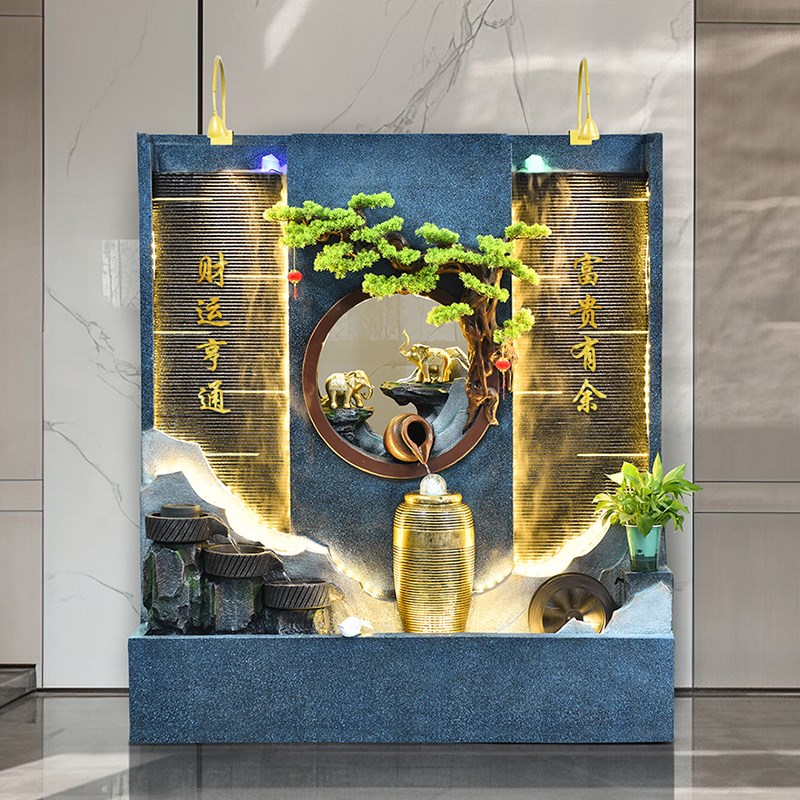 客厅假山流水隔h断摆件庭院喷泉水幕墙装饰品阳台花园造景乔迁礼
