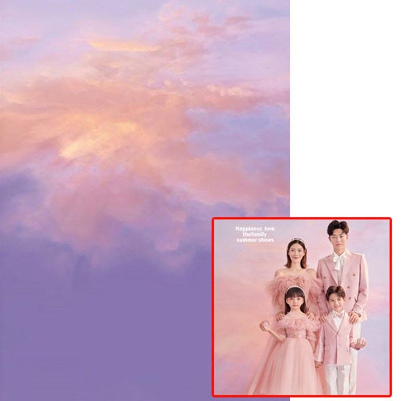 现代简约婚纱写真全家福背景布影楼摄影亲N子拍照天空粉色背纸