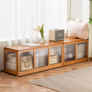 上开门飘窗收纳柜卧室阳台矮柜子翻盖门长条榻榻米魔方地柜可坐