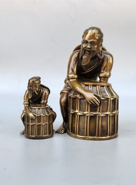 铜渔翁摆件人物铜像招财客厅玄关风水工艺品家居装饰现代简约桌面