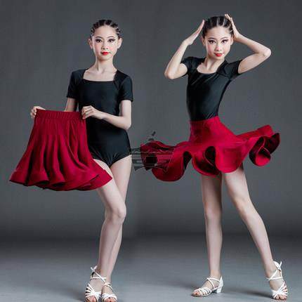 热销儿童拉丁舞裙女童分体舞蹈练功服短袖拉丁舞半身裙套装2023新