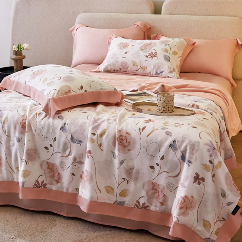 a类莱赛尔c天丝夏凉被蚕丝夏被四件套可机水洗空调被薄款春秋被子