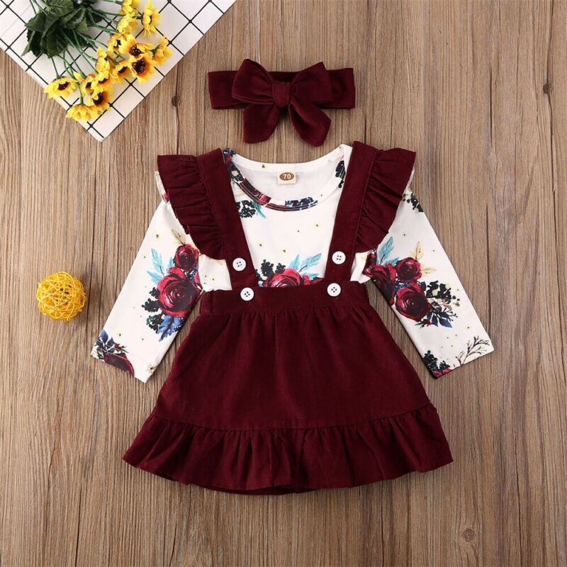 速发Citgeett Spring 3PCS Infant Baby Girl Floral Outfit Clot