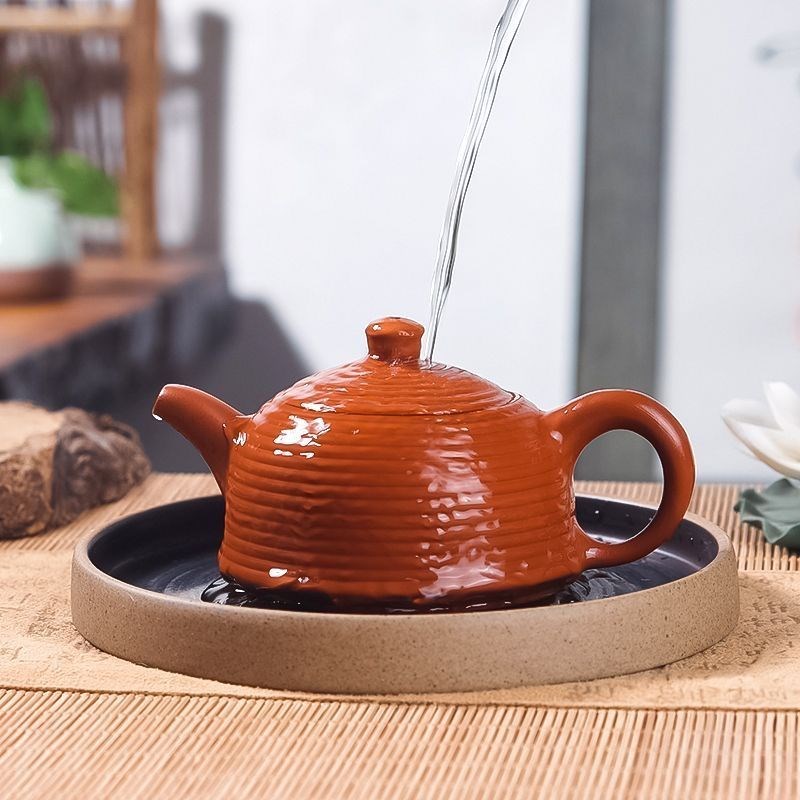 潮州朱泥手拉壶半手工紫砂壶小容量不漏水茶壶茶具小品全手工茶具