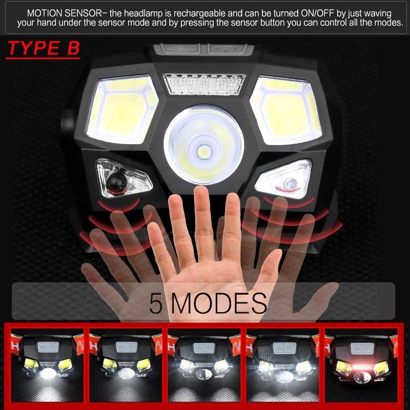 80000LM Powerful LED Headlight Sensor Head Light USB Recharg